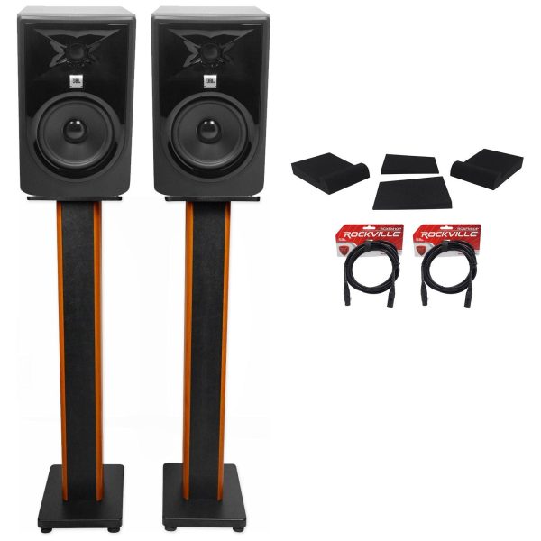 (2) JBL 305P MkII 5  Studio Monitors+36  Stands+Isolation Pads+XLR Cables Supply